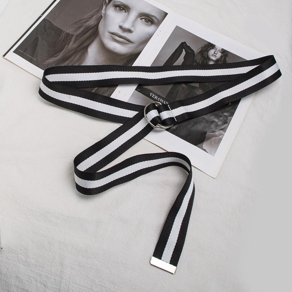 Letter Simple Grid Striped Butterfly Polka Dot Printed Women Canvas Belt