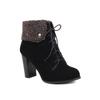 Botins femininos marrom preto salto alto pequeno tamanho grande 47