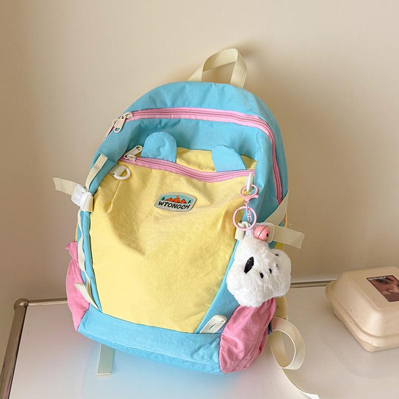Korean Contrasting Color Children's Backpack New Outdoor Small Fresh Cartoon Dopamine Kindergarten Schoolbag Backpack
