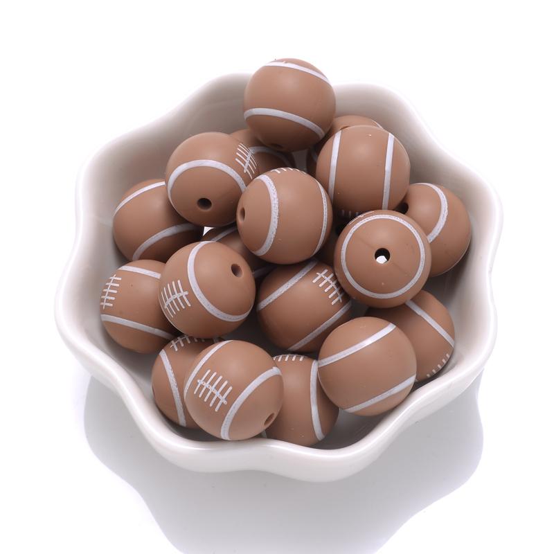 10Pcs 15mm Colorful Print Leopard Pattern Silicone Beads Ball Shape Teething Jewelry Beads For Teether Pacifier Chain Necklace