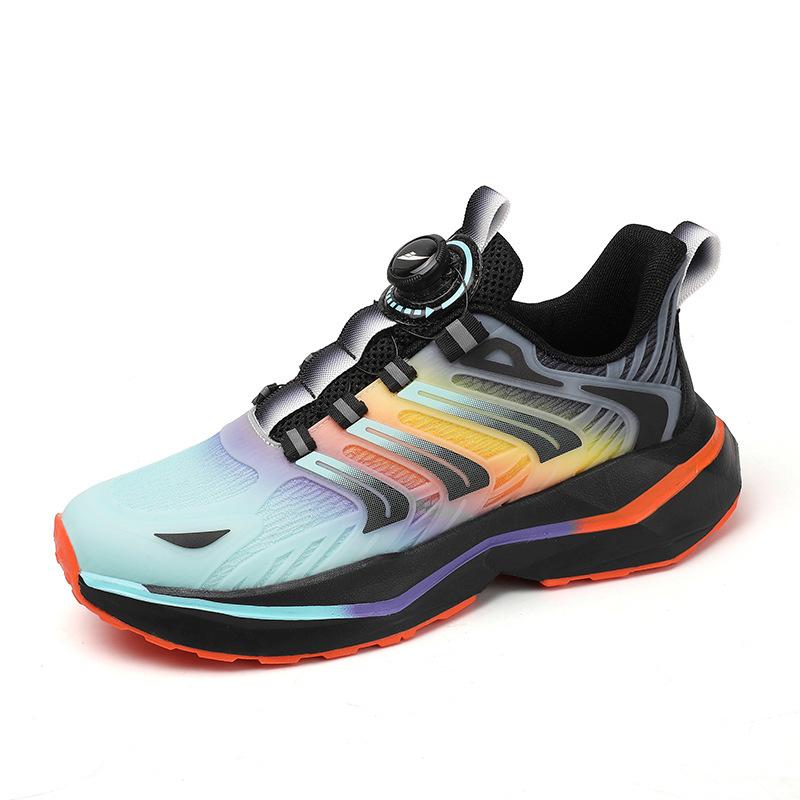 

Children s sports shoes 2025 autumn new double mesh breathable running shoes boys and girls rotating button casual sports shoes 42