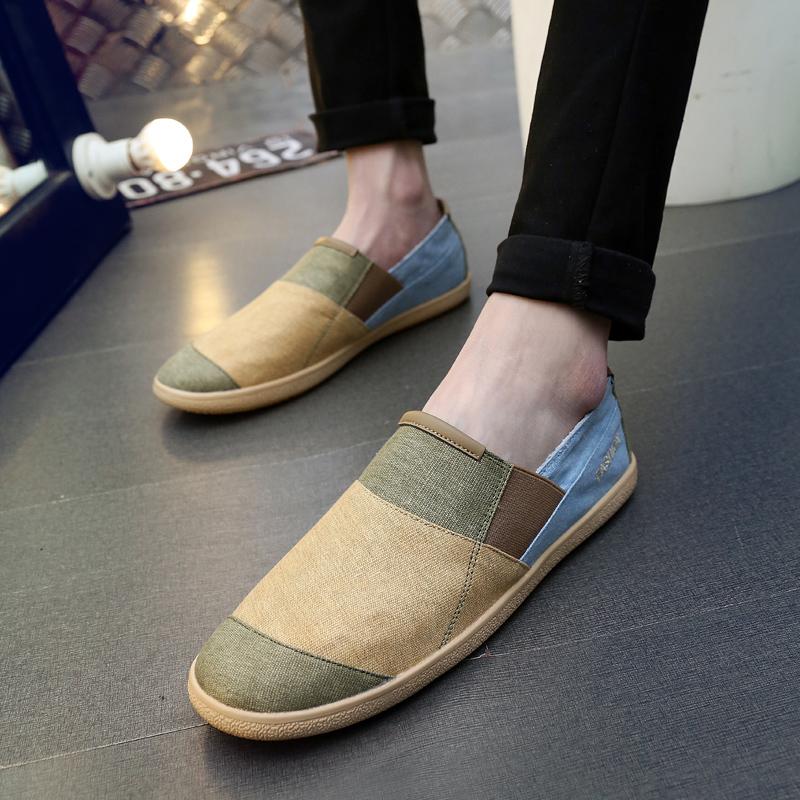 Men Summer Slip on Driving Shoes Flats Unisex Lazy Shoes Women Casual Canvas Shoes Large Size for Couple
