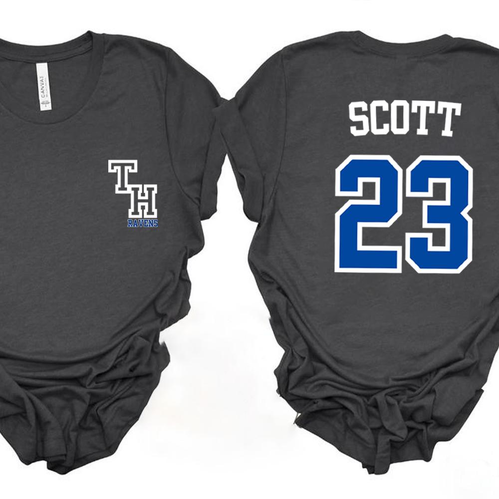 TREE HILL RAVENS Scott 23 Tshirt One Tree Hill Merch Nathan Scott Shirt North Carolina Tees Tv Show OTH Merch 2 Side Print Tops