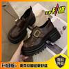 Scarpe da donna in pelle stile britannico con suola spessa e tacco spesso 2025 nuove versatili scarpe da donna che aumentano l'altezza