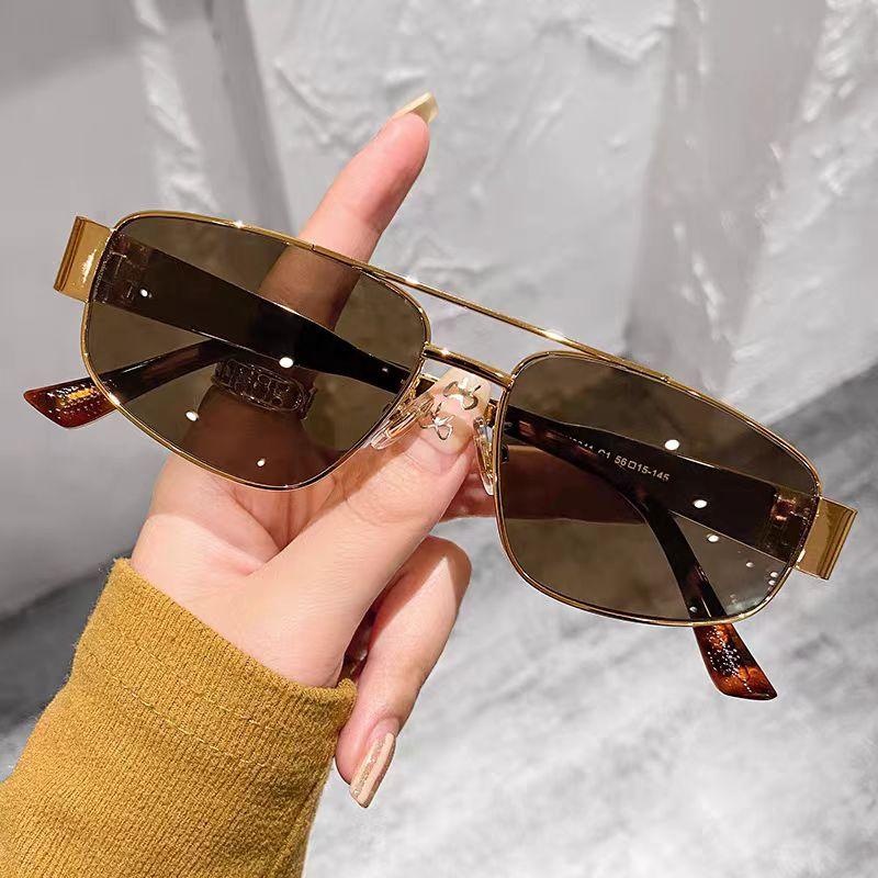 Trendy Punk Metal Frame Pilot Sunglasses Women Men Brand Designer Retro Luxury Black Green Lens Shades Sun Glasses Male