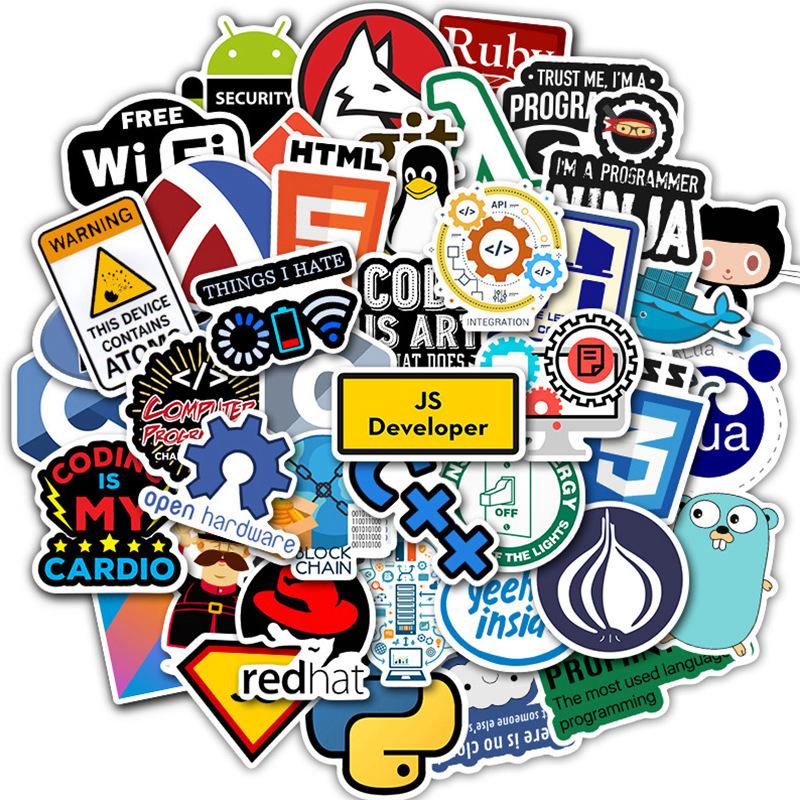 50 stuks Coole Programmeerstickers Internet Java Php Docker Geek Html Bitcoin Vinylstickers Laptop Telefoon Kinderen Kindersticker