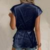 Women's Satin Sleeveless Pleated Strap -Color Vest Shirt Top