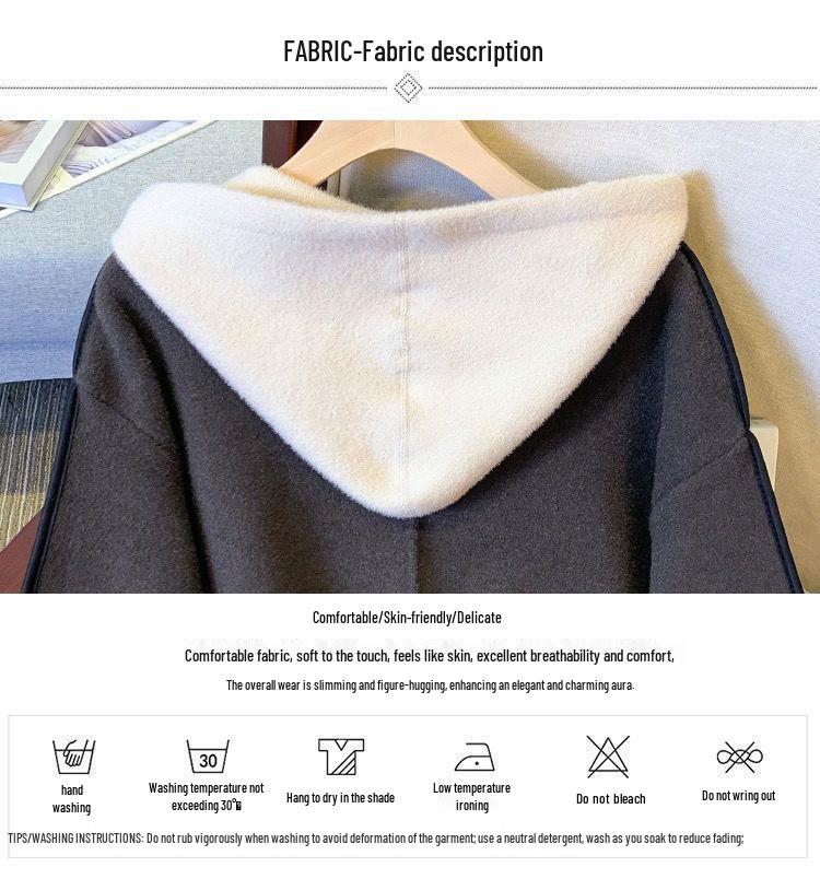 Dubbelsidig Huvförsedd Ullstickad Patchwork Smal Kofta