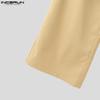 INCERUN Men Zipper Waist Ruffled Layers Casual Long Straight Pants Trousers