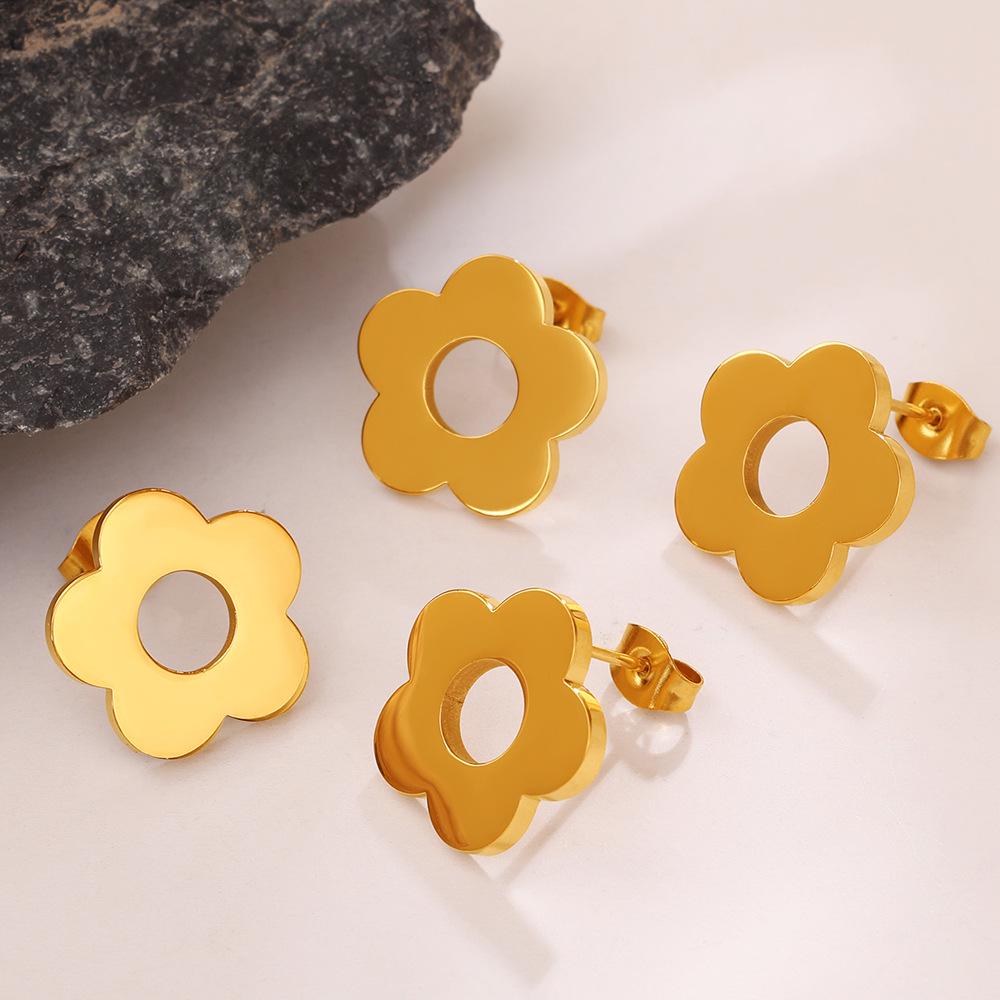 European & American Energetic Hollow Flower Stud Earrings: Niche Design for Commuting & Dating