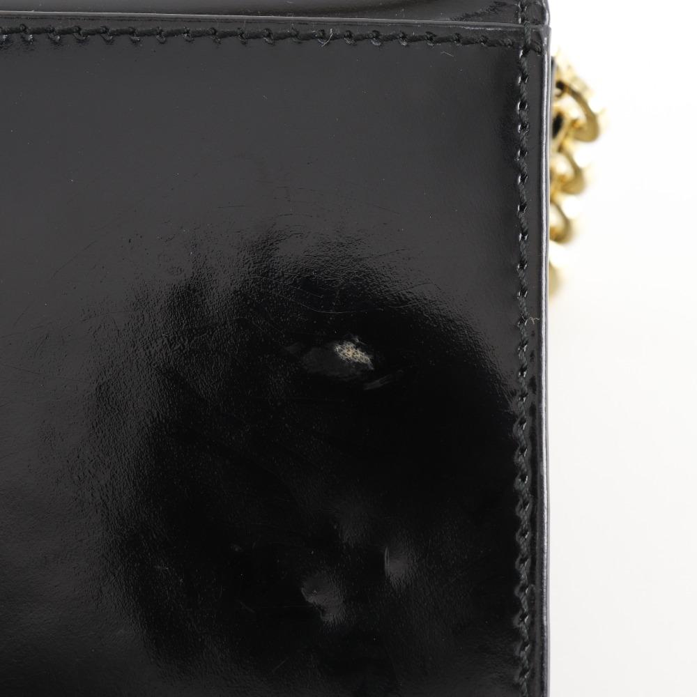 Salvatore Ferragamo ChainShoulder Shoulder Bag AQ21-8752 Gancini 2-way Clutch Black Enamel Women Used