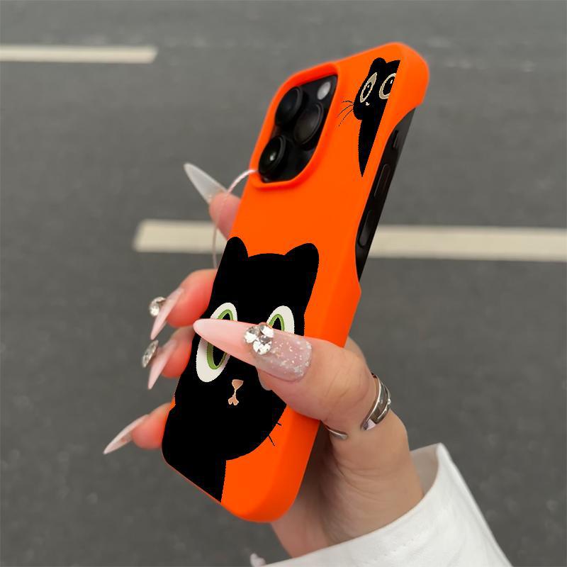 

Big-eyed black meow is suitable for iPhone16/15promax mobile phone case, half-case case, cartoon. apple x/xs