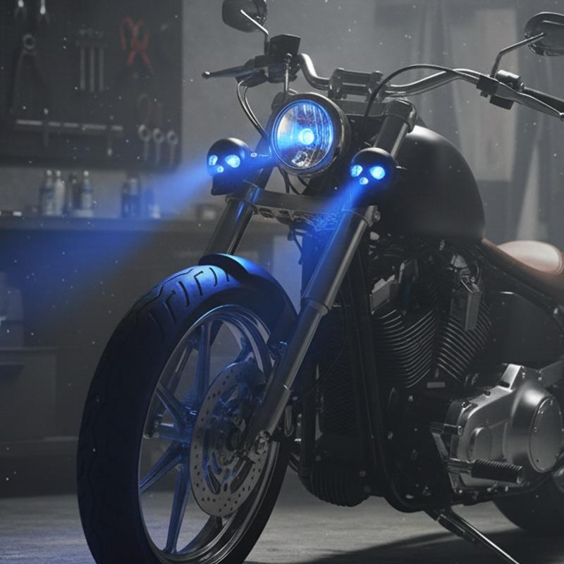 Waterproof Fog Light Auxiliary Headlights Dual Color 2pcs/set New LED Skull Shape for ATV Scooter Motorcycle Driving Racer