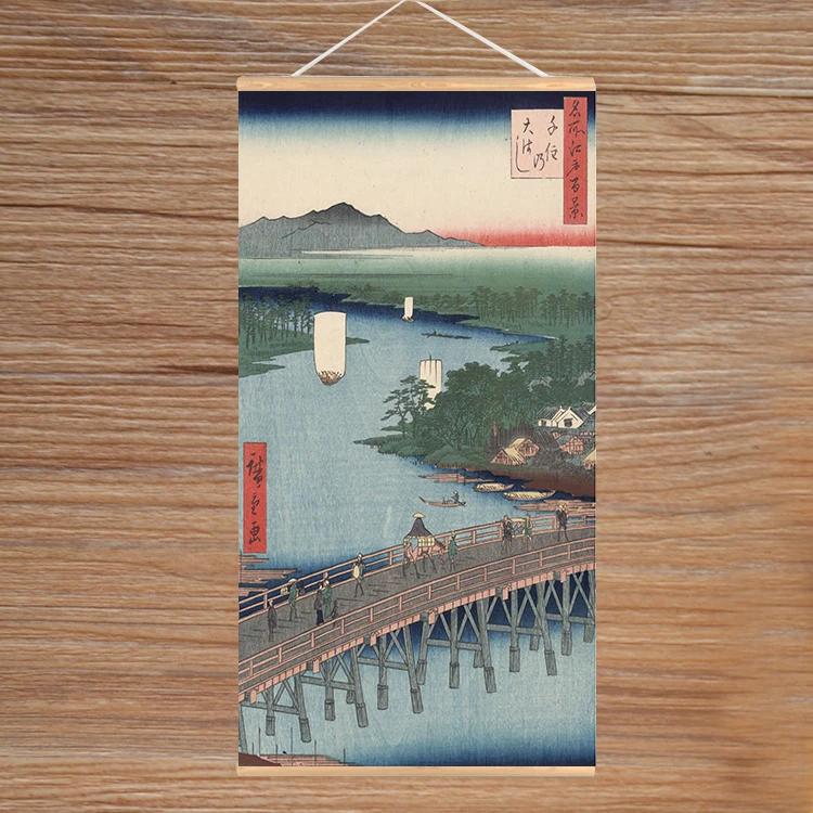 

60/80/100120CM Японский Укиёэ для Холст Плакаты и Печать Украшения с Твердой Деревянной Подвесной Свиток Настенное Искусство Домашний Декор 60x30cm