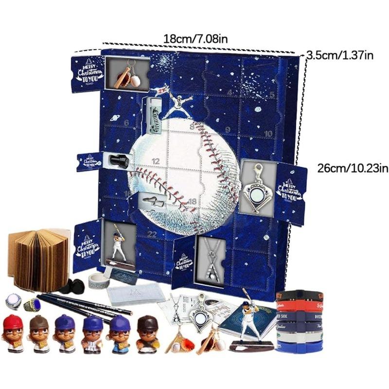 3D Baseball Adventskalender 2025, 24 Tage Baseballs Weihnachts-Feiertags-Countdown-Set für Baseballspieler Erwachsene Männer Teenager Jungen