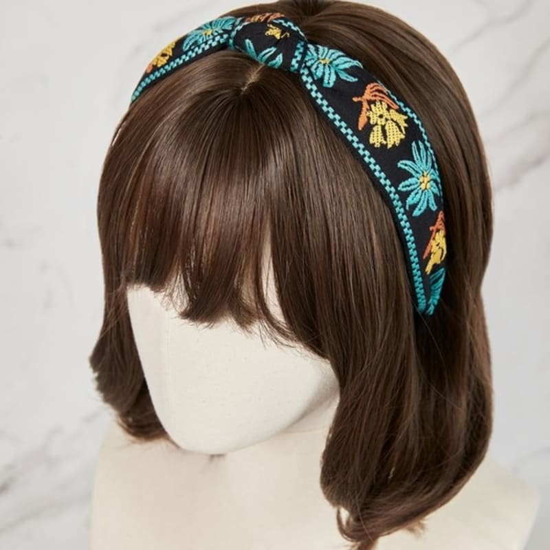 MAIA Floral Jacquard Hairband - Knot Blue