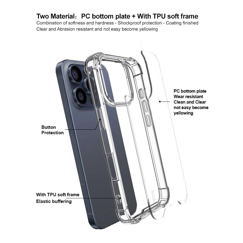 IMAK For iPhone 16 Pro Max Case Airbag Corners PC+TPU Clear Phone Cover