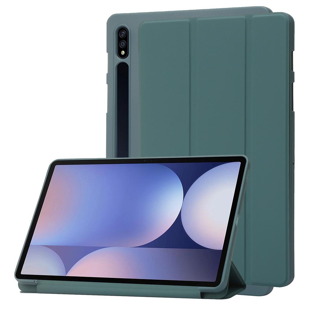 For Samsung Galaxy Tab S10+ Case PU Leather+Silicone Tri-Fold Stand Tablet Cover