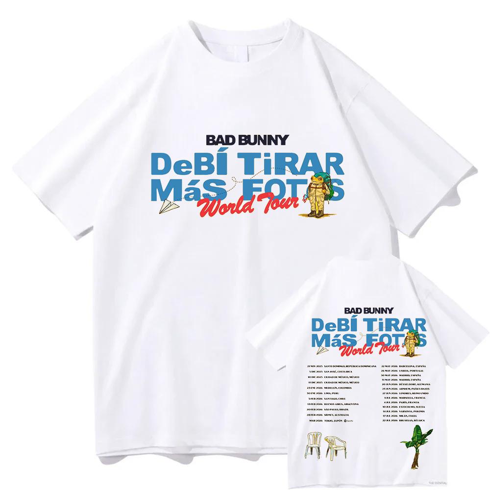 Bad Bunny Debí Tirar Más Fotos World Tour 2025-2026 T-Shirt Herren Lustiges Vintage Frosch T-Shirt Unisex Hochwertige Baumwoll-T-Shirts