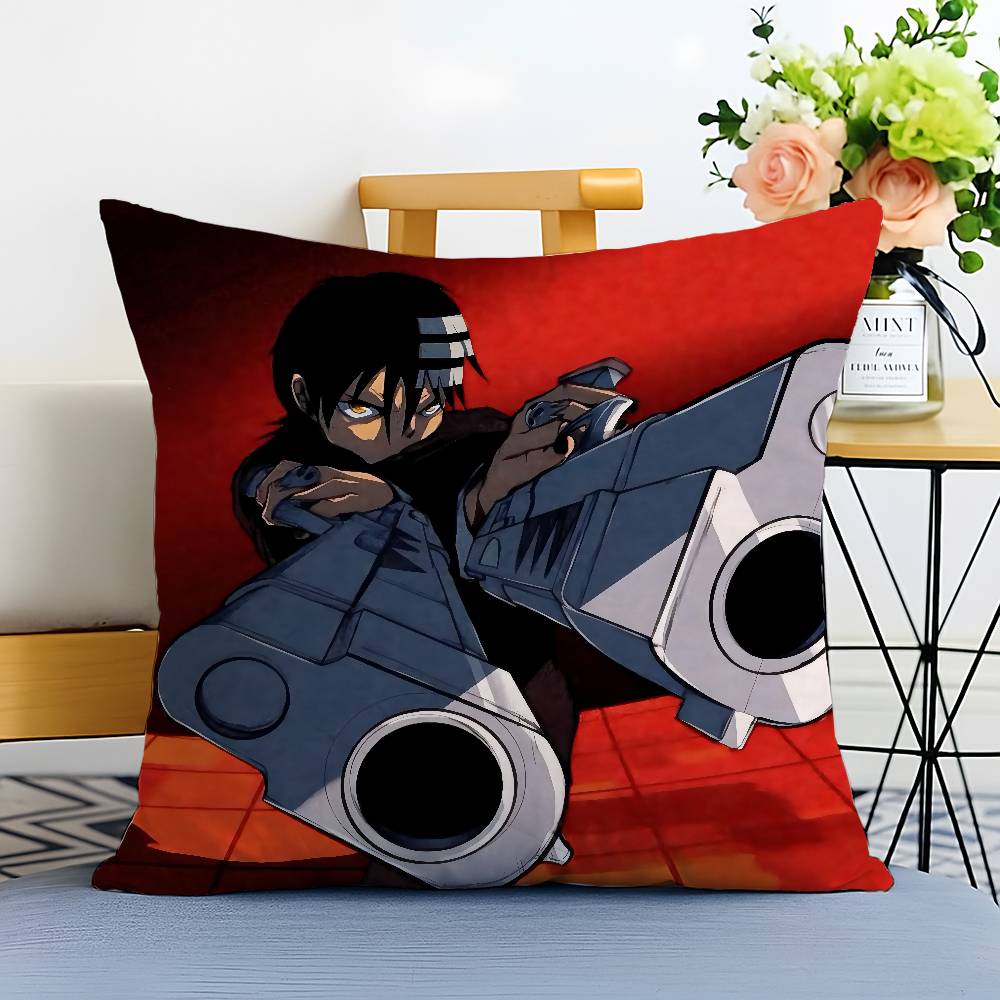 Anime S-Soul Eater Pillow Case Anti-dustmite Pillowcase Invisible Zipper Silky Short Plush Sofa Cushion Cover