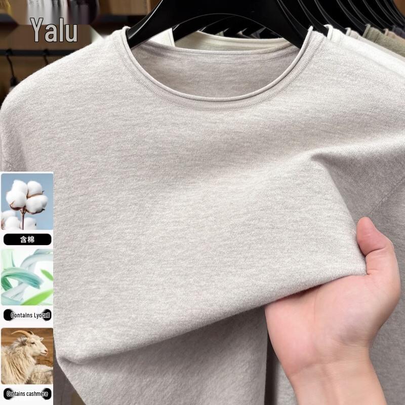 Yalu Men's Cashmere-Blend Crew Neck Thermal Knit Sweater