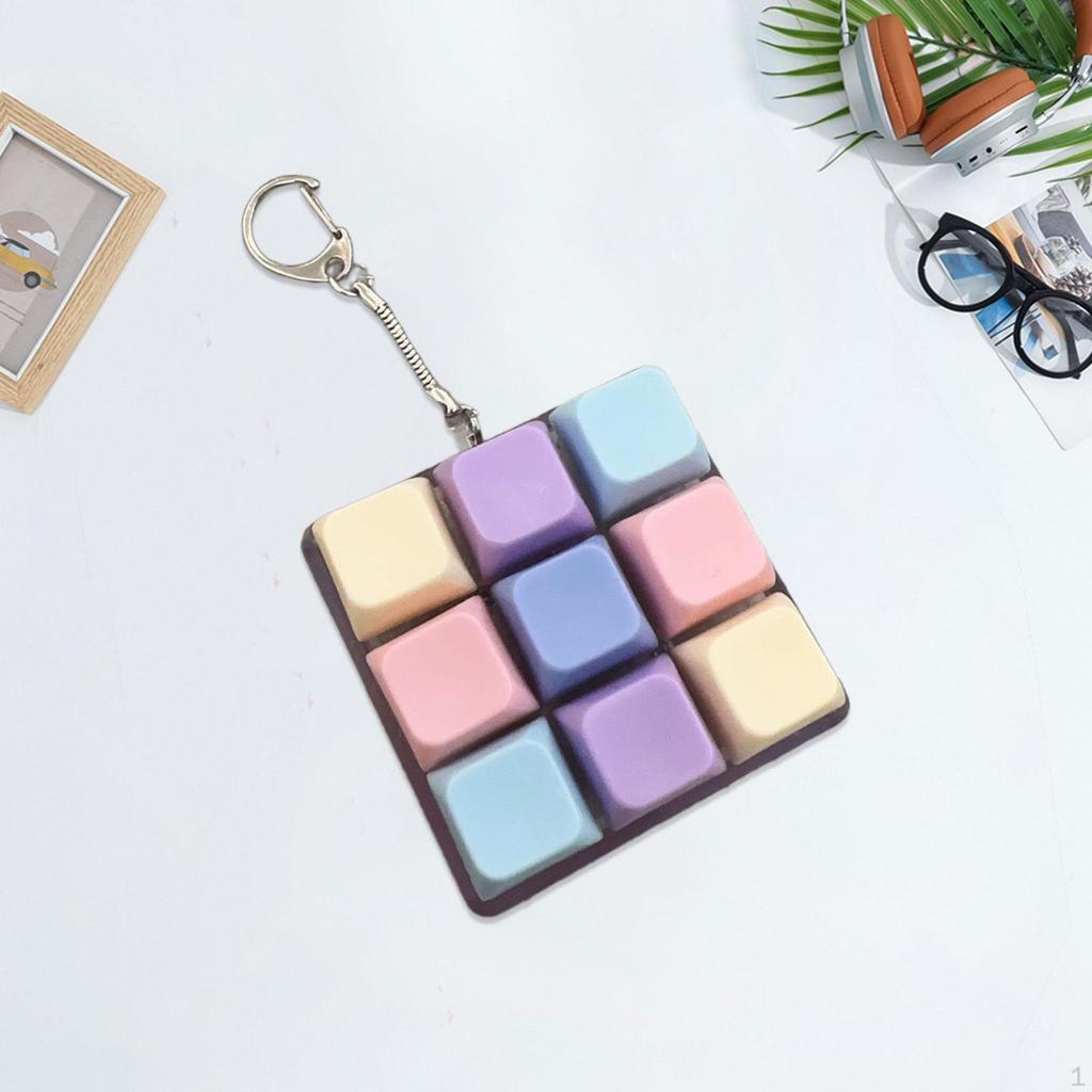 Fidget Keychain Mechanical Key Button 9-Button for Office Home Gift Birthday Drive Away