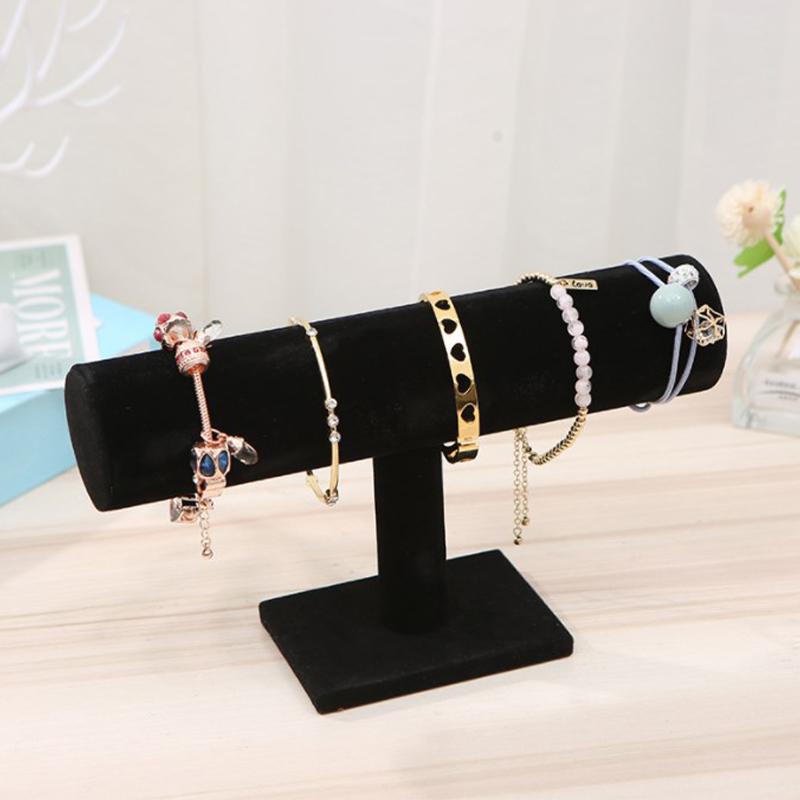 Single Tier Velvet Bracelet Chain Watch T-Bar Rack Jewelry Hard Display Stand