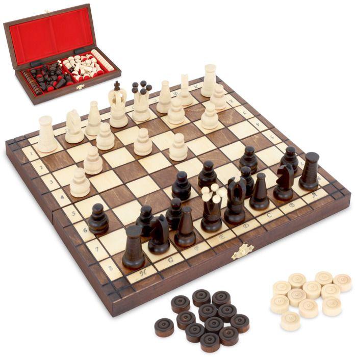 Jeu d'échecs en bois - Echec Jeux d'echec Chess Dame - Echiquier en Bois - 30,5 x 30,5 cm