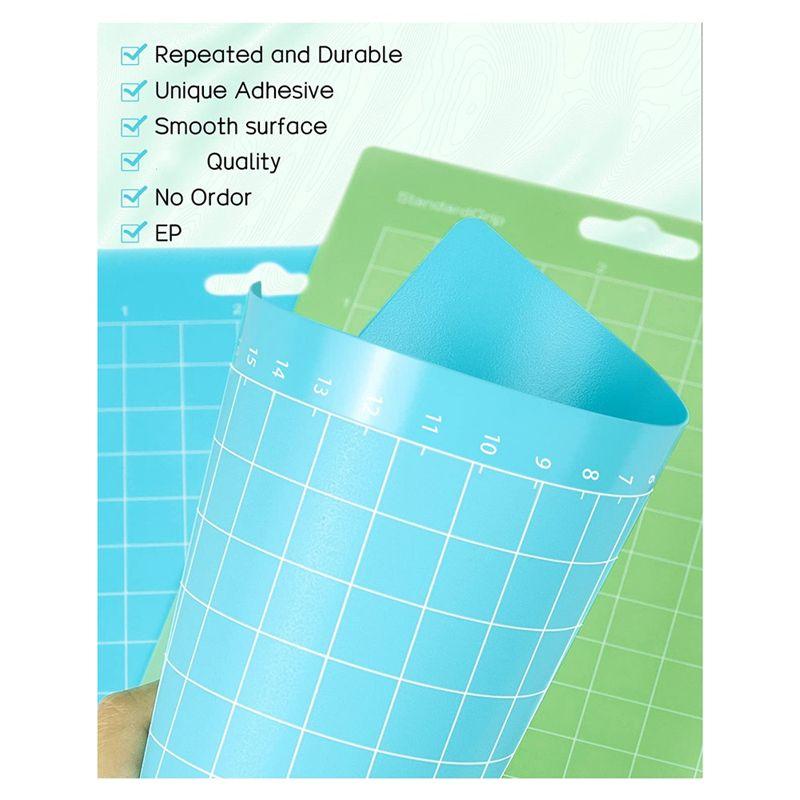 Aug. 4.5Inch X 12Inch + 4.5Inch X 6.5Inch Cutting Mat,Blue Light Grip/Green Standard Grip, Adhesive Cutting Mats, 8Pack