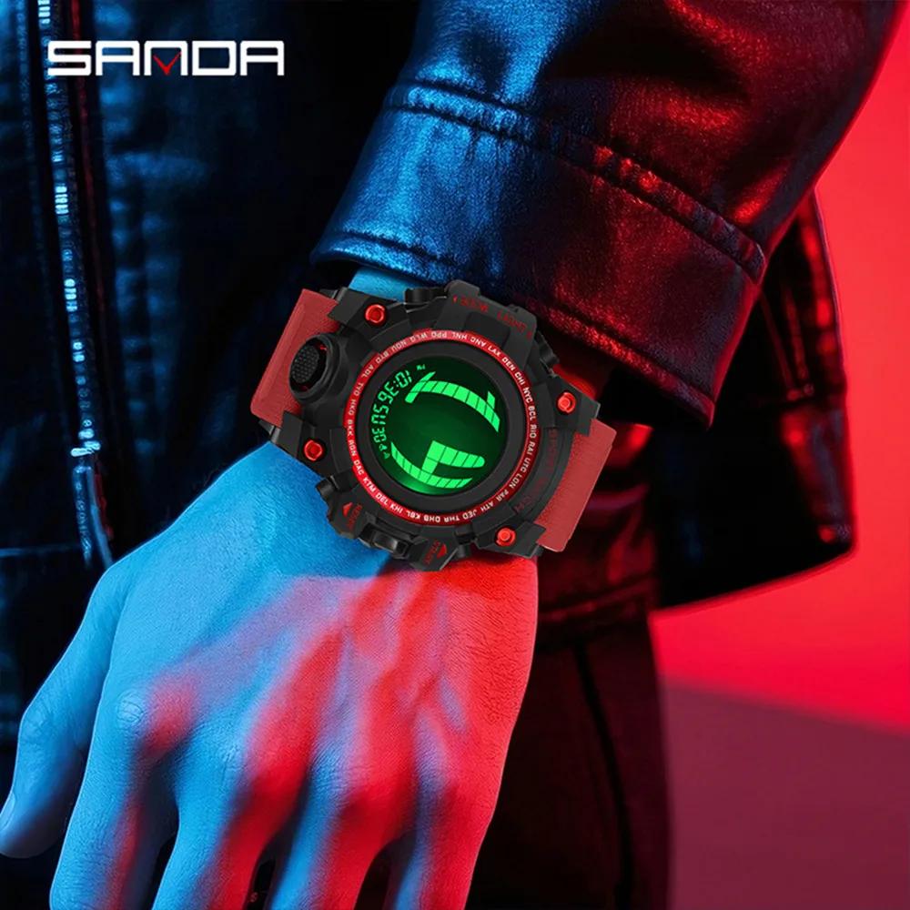 SANDA Luxury Men's Electronic Digital Watch Outdoor Sports Waterproof Countdown Men's Electronic Watch Alarm Clock
