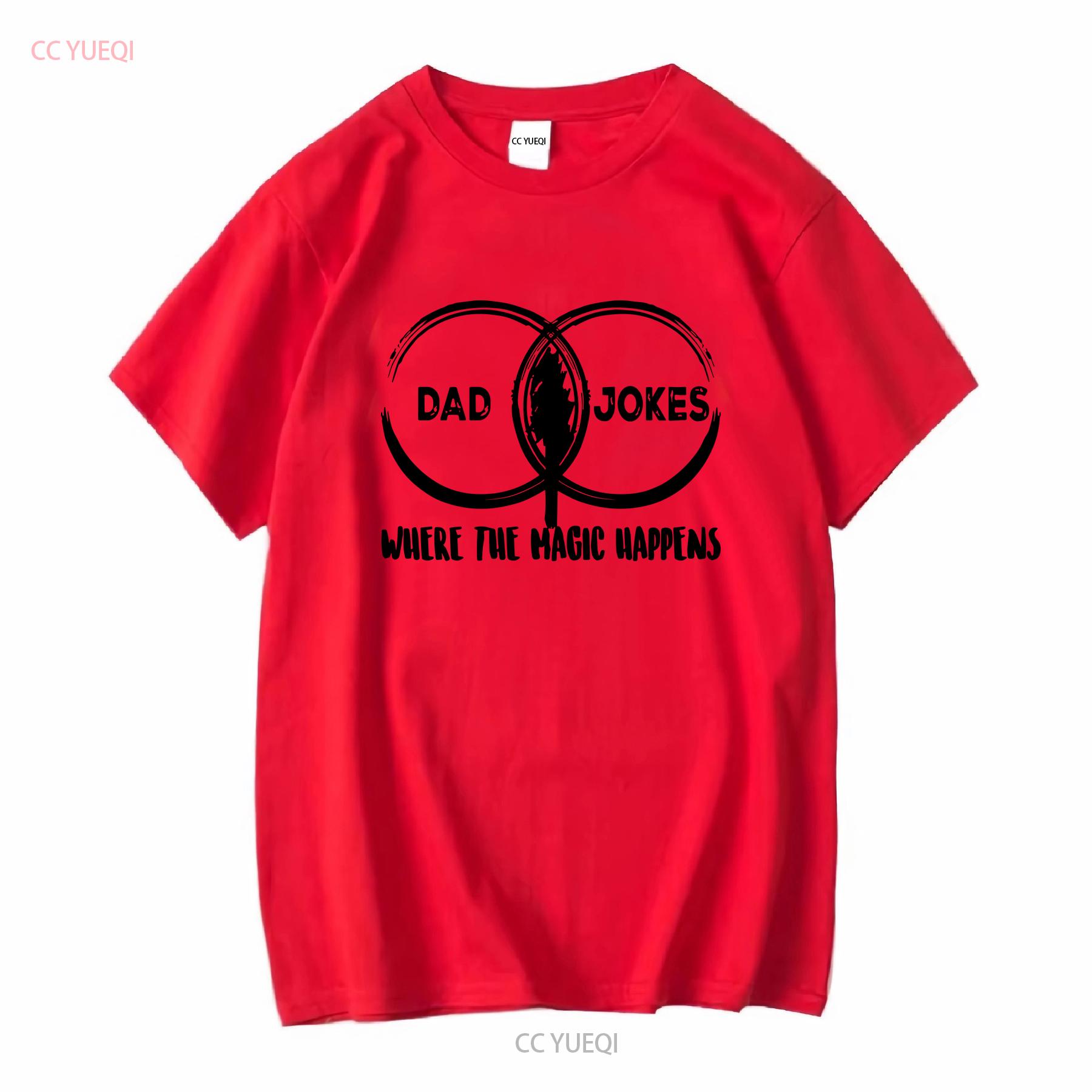 Dad Jokes Venn Diagram Where Magic Happens T Shirt Fathers Day Men long or short sleeves vintage Washed Casual Versatile Unisex S