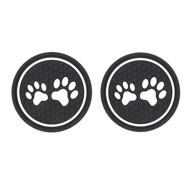 2Pcs Non-slip Car Water Cup Pad Cat Paw Footprint Rubber Mat for Bottle Holder Coaster Auto Interior Anti-skid Cup Holders