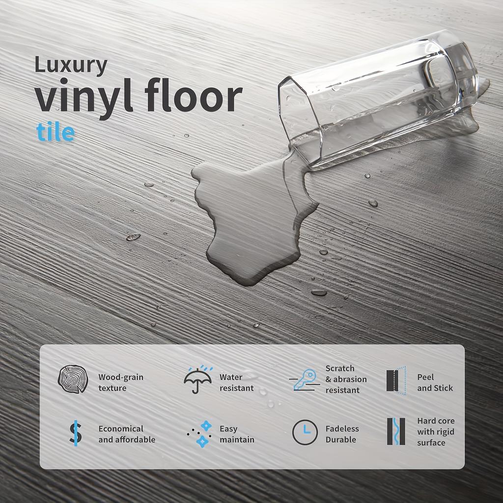 Luxury Peel & Stick Wood Grain Tiles - Waterproof -Slip Self-Adhesive Vinyl Planks, Realistic Wood Floor Stickers with Wood Grain Texture