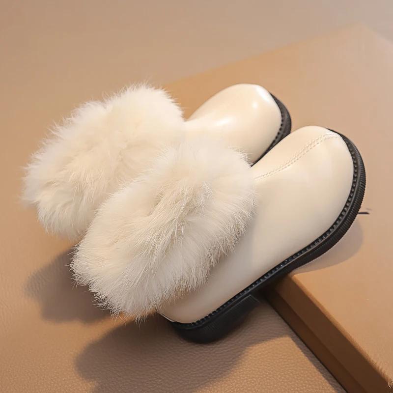 

Ботинки для девочек, плюшевые, универсальные, мягкие, теплые, осенне-зимние, корейский стиль, детские, модные, повседневные, короткие, детские, из хлопка и полиуретана 26 бежевый