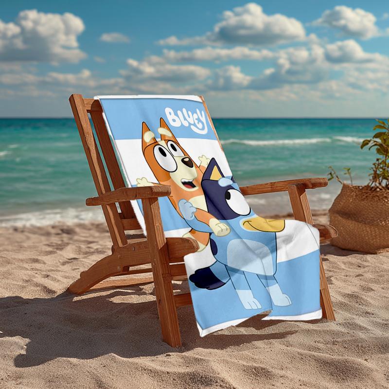 Ultra-Soft Beach Towel with Bluey Theme,Ideal for Pool - Camping, Diving - Perfect Travel Essential, Vibrant Beach Towel.