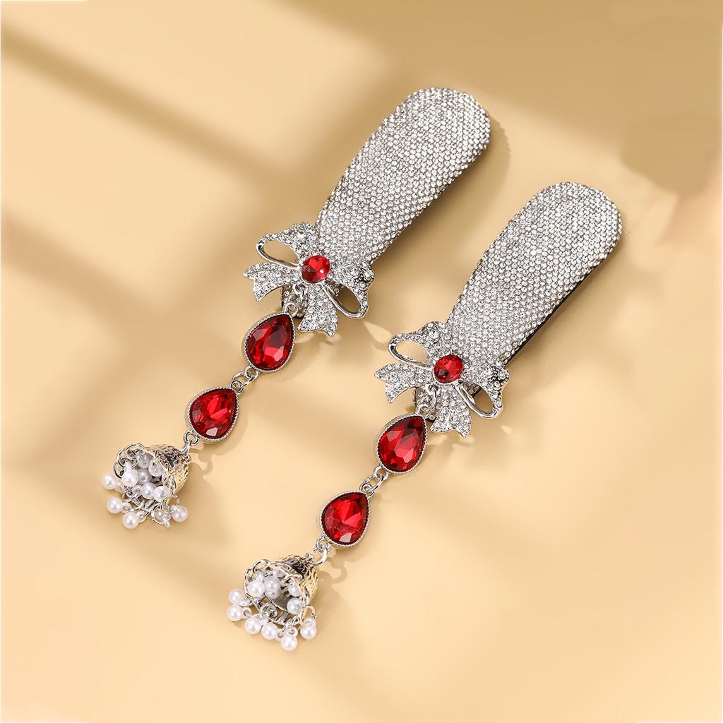 Diamond-Encrusted Long Bell Fringed Hairpin, Ethnic Bohemian Light Luxury High-End Hair Accessories For Women