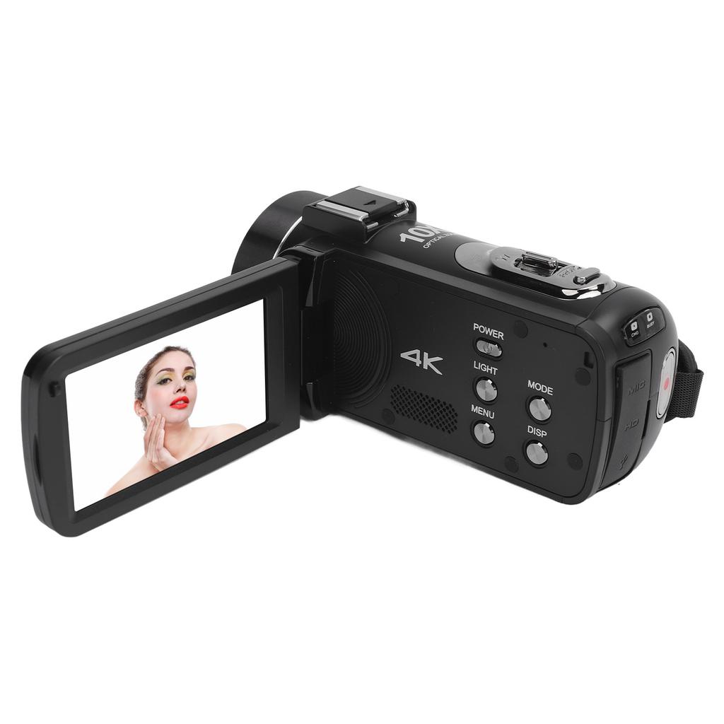 Digital Camcorder 4K 3MP 10x Optical Zoom 180 Degrees Rotatable 3inch IPS Touch Screen 6 Axis Anti Shake