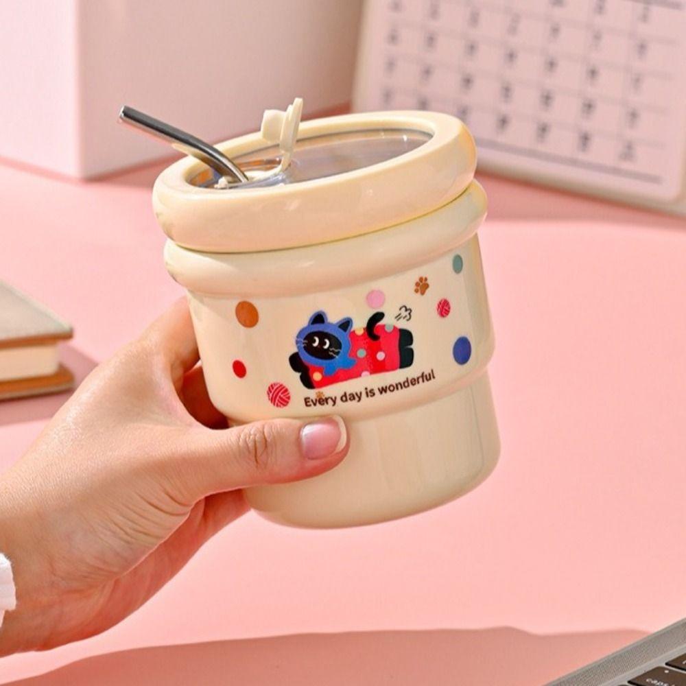 Cartoon Stainless Steel Mug Insulated Leakproof Drinking Cup Stylish Tea Cup  Gym