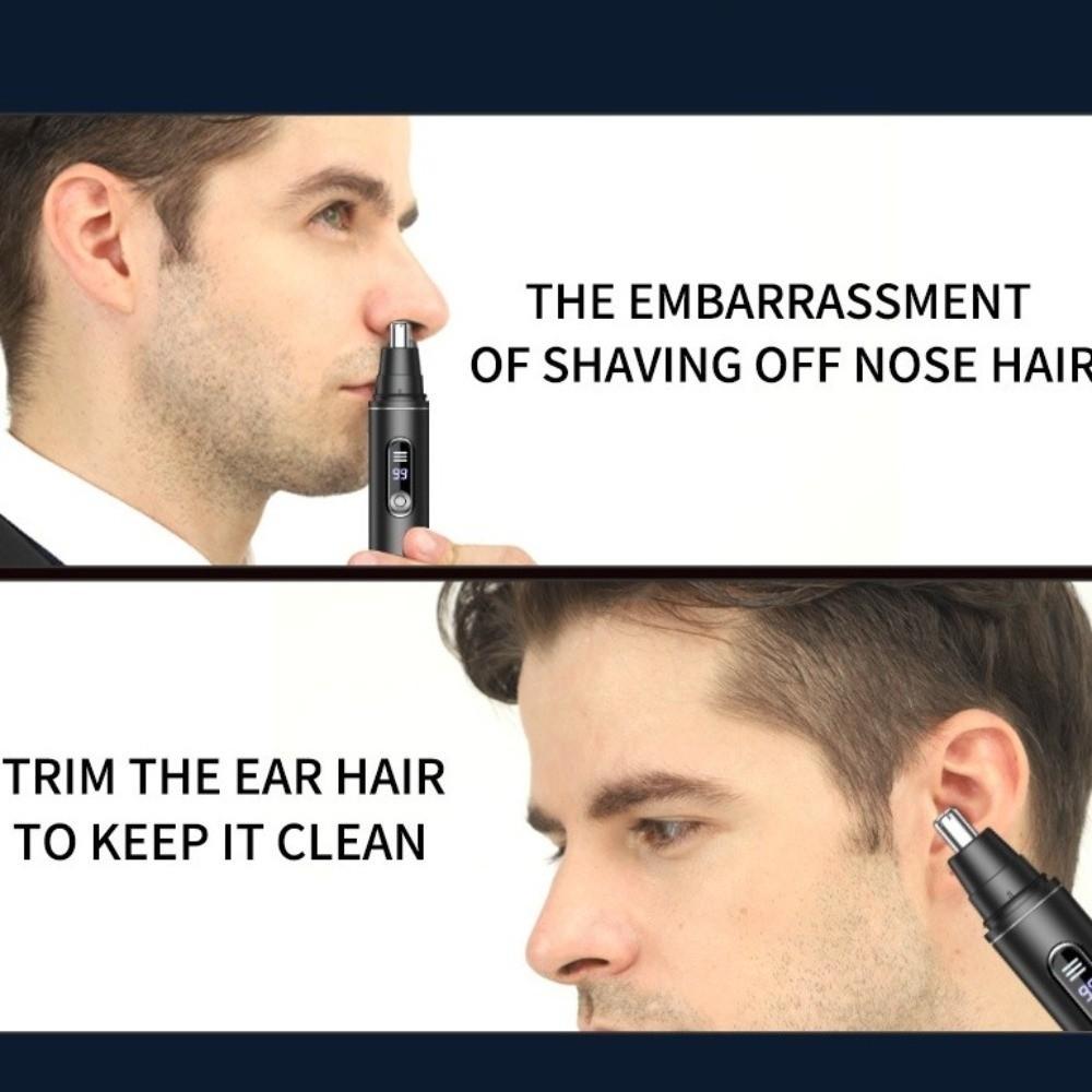 LED Digital Display Intelligent Nose Hair Clipper Ear Face Clean Trimmer  Household