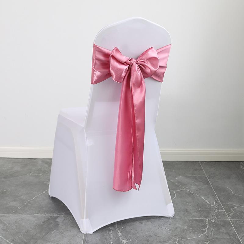 30pcs New Wedding Banquet Venue Chair Covers Back Flower Bows Silk Scarves Chair Backs Floral Patterns Ding Decorative Ribbons