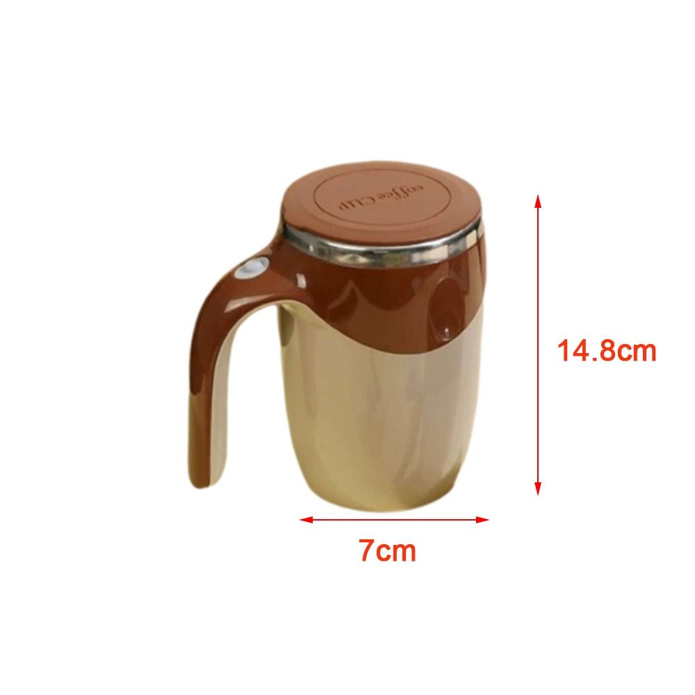 New White Brown Automatic Mixing Cup Portable Rotation Feature Automatic Stirring Coffee Cup Stainless Steel Smart Stirring Mug