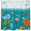 Lovely Cartoon Sea Creatures Fabric Shower Curtain,Whale Turtle and Fish Waterproof Bathroom Decor Curtain for Girls Boys, Hooks