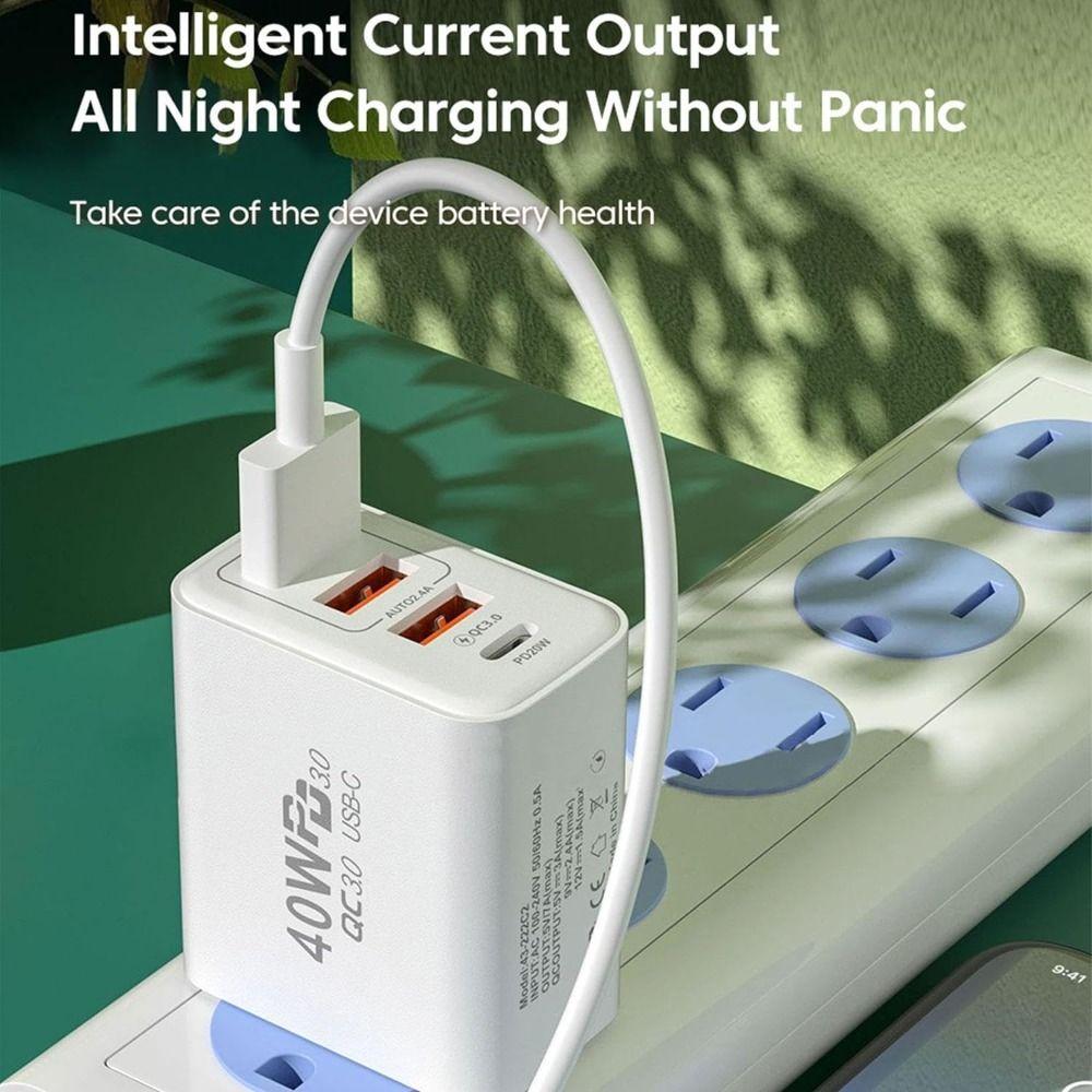 Durable 40W USB C Charging Plug 4Ports TypeC Charging Block Fast Charging USB Wall Charger Adapter