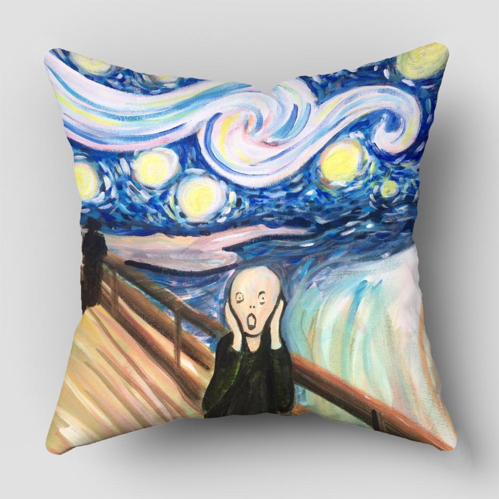 Van Gogh Oil Painting Print Collection Decorative Pattern Home Pillowcase Square Office Decor Cushion Cover pillow cases