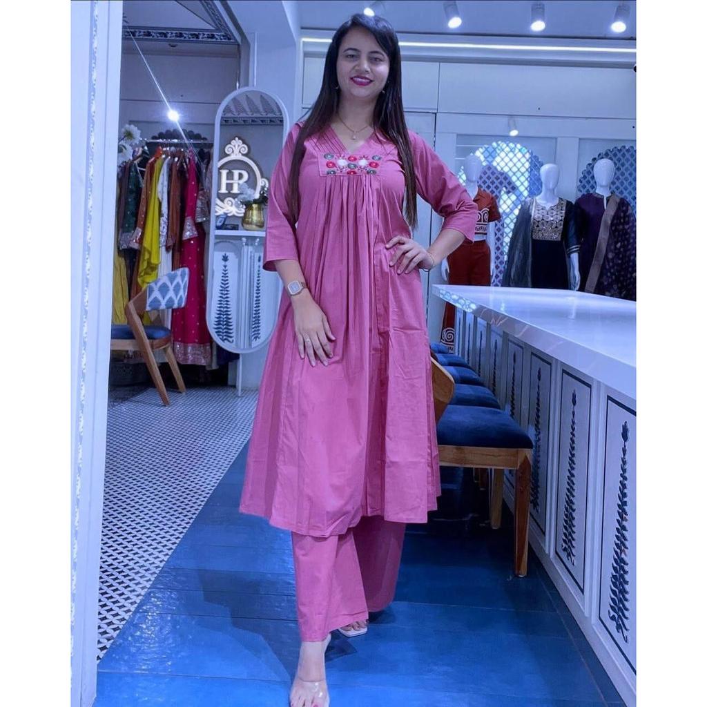 Women Indian Designer Cotton Kurti Party Wear Top Tunic Kurta Pant Set Dress VSO-1759 C