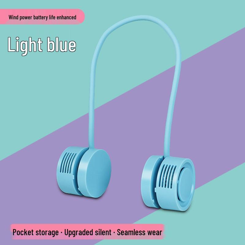 USB Rechargeable Foldable Bladeless Neck Fan - Portable, Silent, and Safe