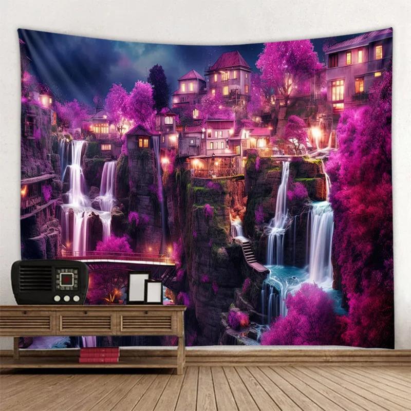 VIKAMA Waterfall Forest Tapestry Vibrant Landscape Art Decor Perfect For Living Rooms And Natural Home Settings