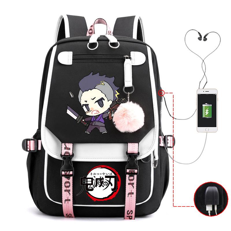 Ghost Annihilation Blade Grade 3-6 Junior High School Student High School Student School Bag Strap USB Multifunctional Backpack