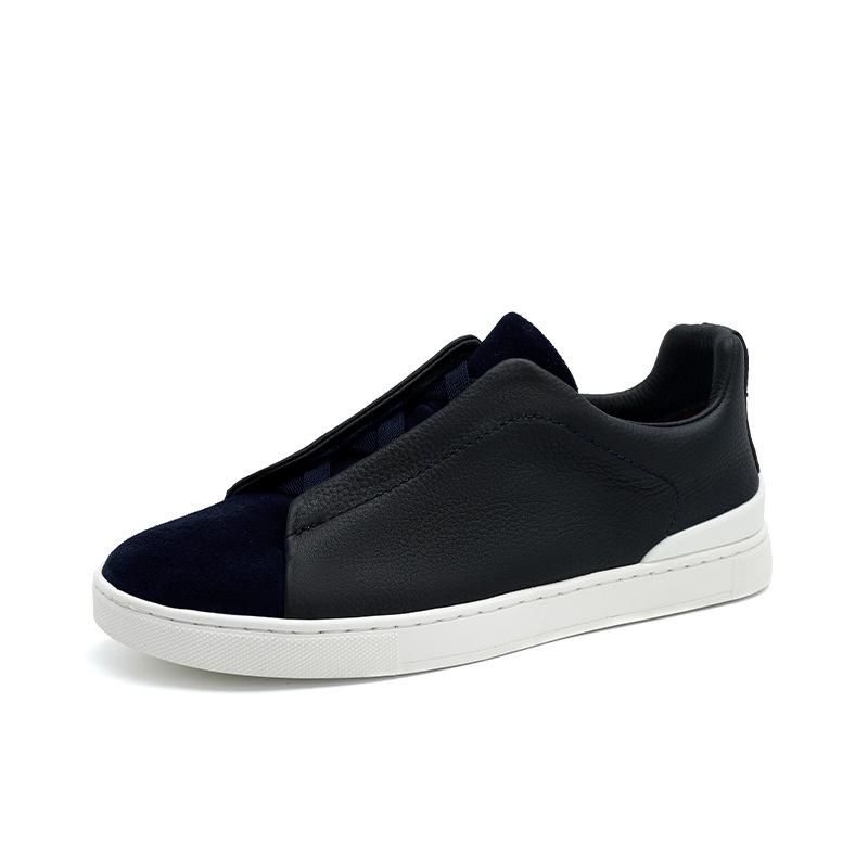 European Fashion Genuine Leather Slip-On Sneakers: High-End White Casual Shoes
