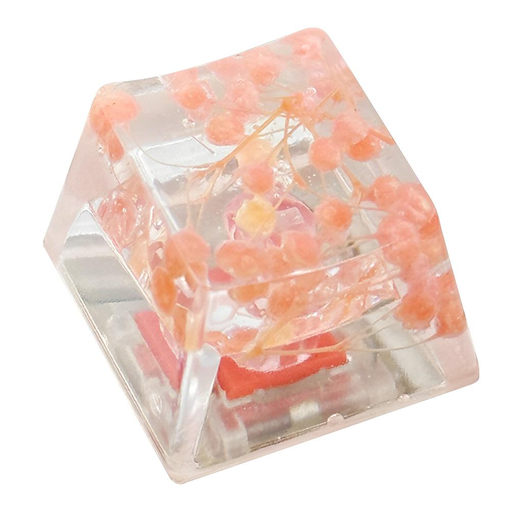 Resin Dry Flowers Keycap Translucently Keycaps Cross Axis Mechanical Keyboard Keycap for Cherry MX Mechanical Gaming Keyboard